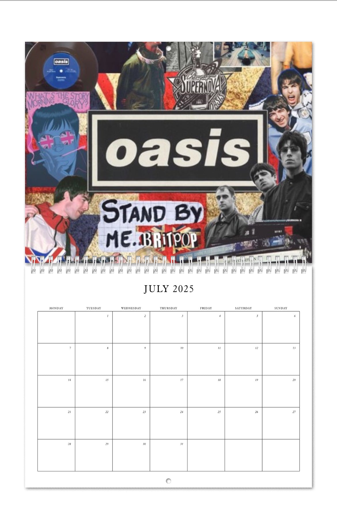 Oasis collage style 2025 calendar