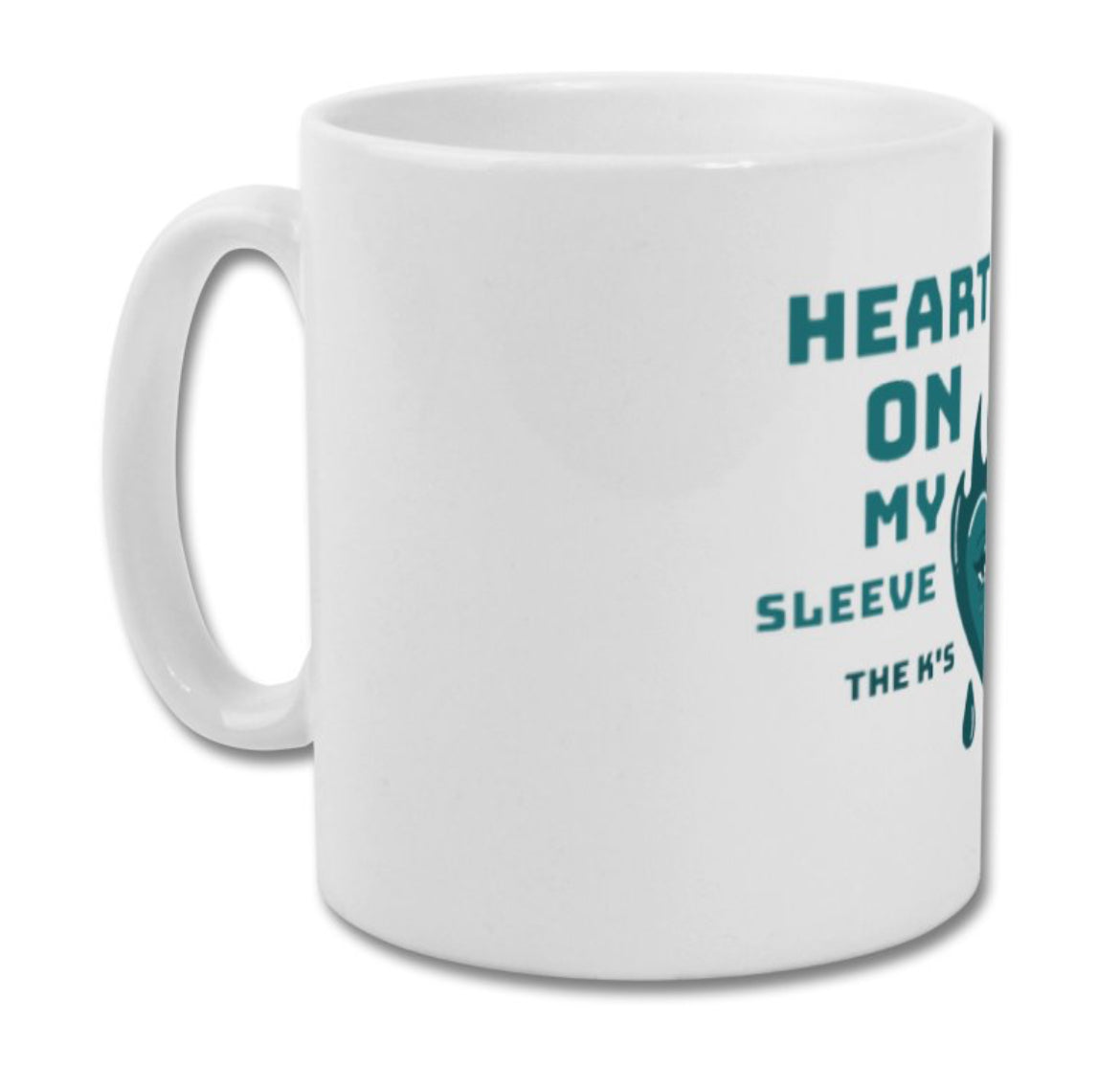 The Ks mug heart on my sleeve blue