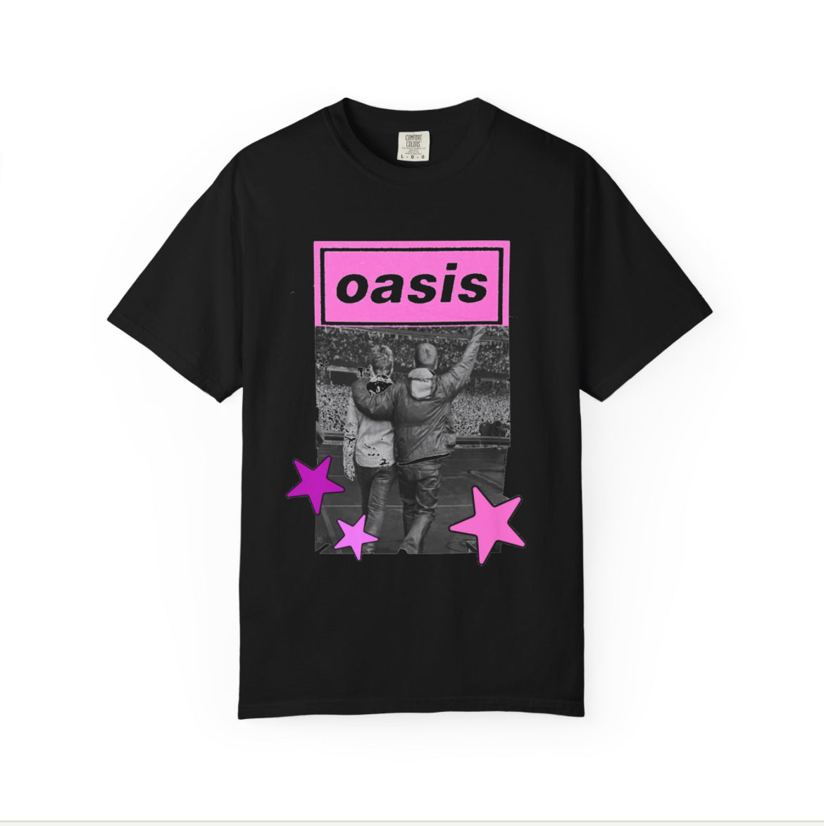 Oasis 2025 pink stars band T-shirt