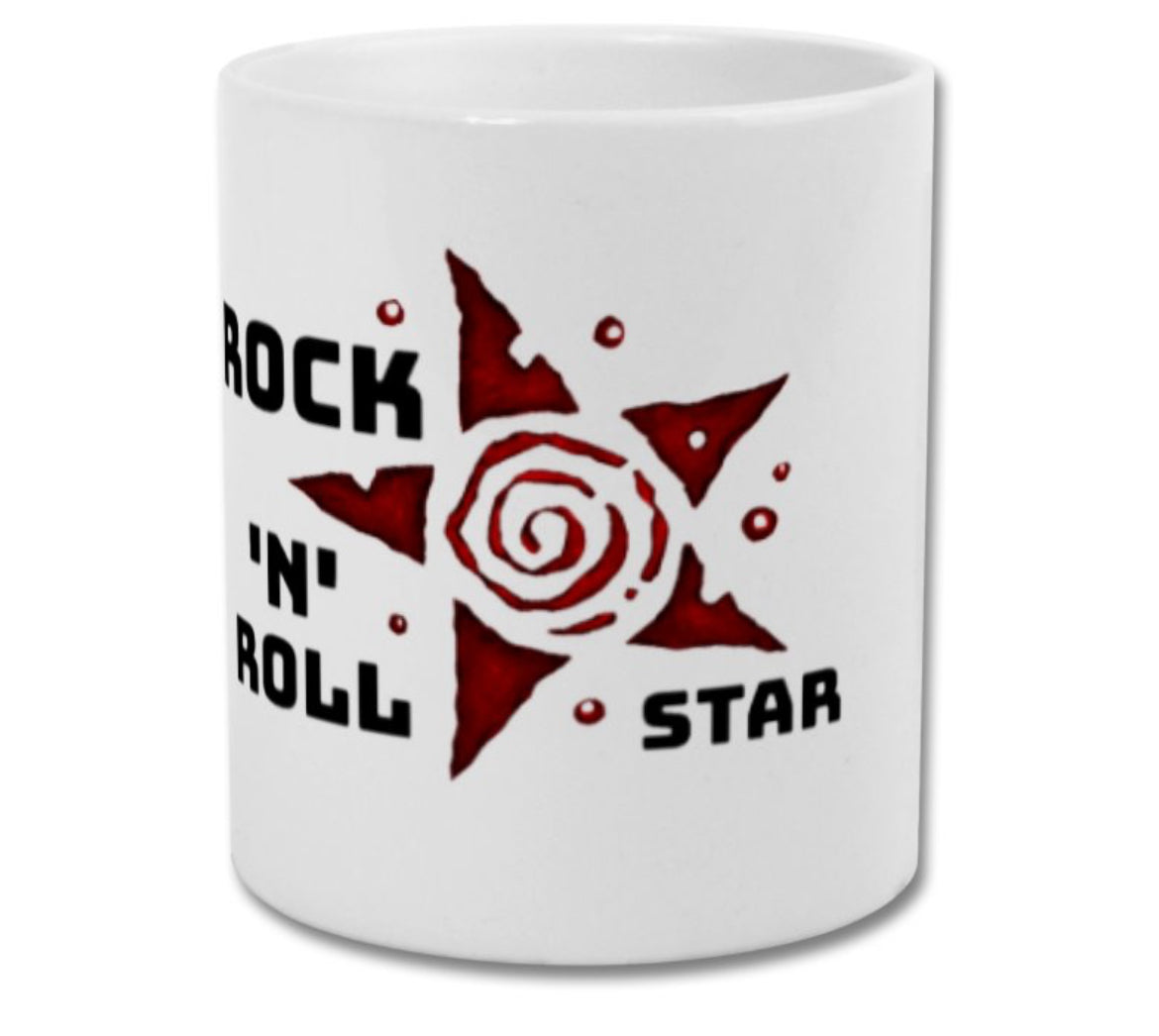 Oasis mug rock n roll star red and black