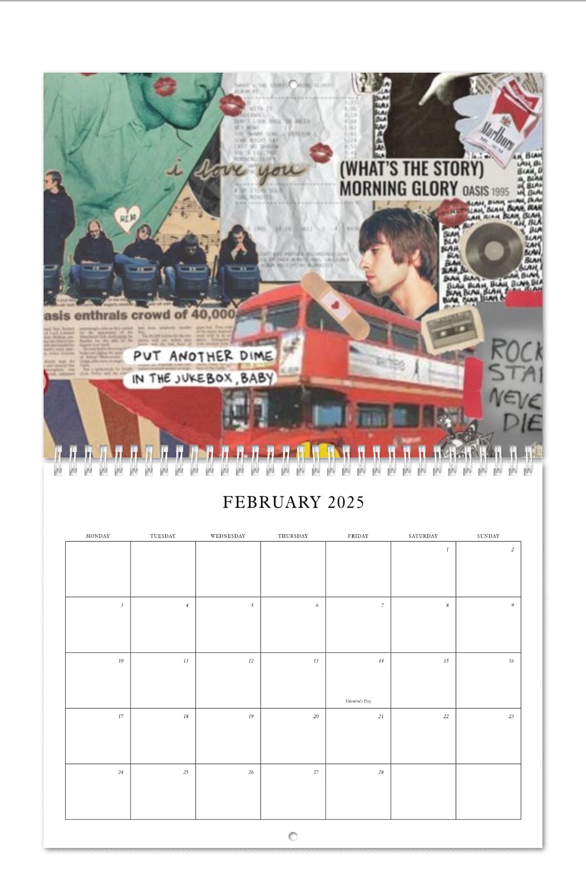 Oasis collage style 2025 calendar