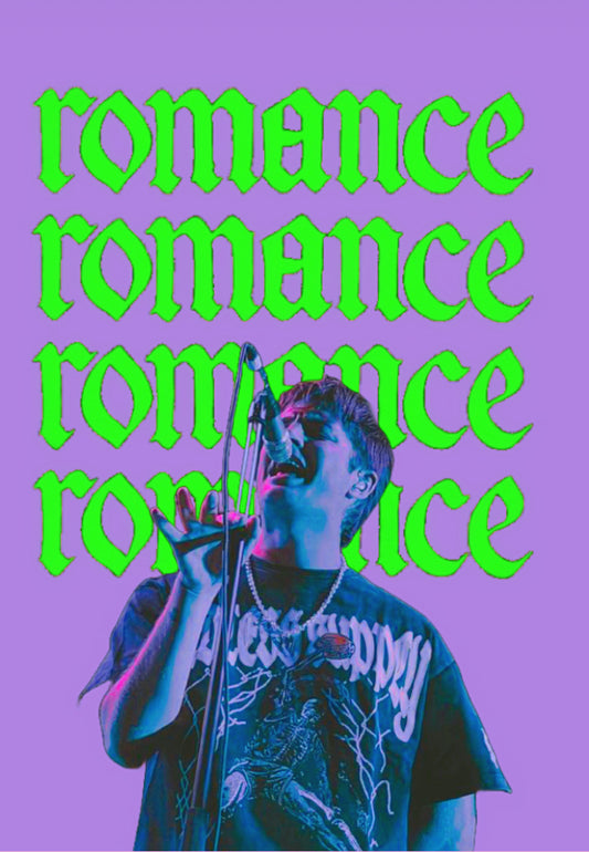 Fontaines dc romance poster purple and green