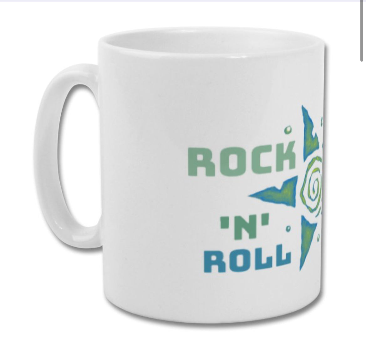 Oasis mug rock n roll star blue and green