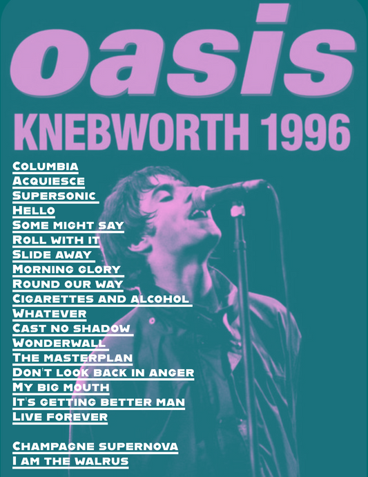 Oasis knebworth setlist poster