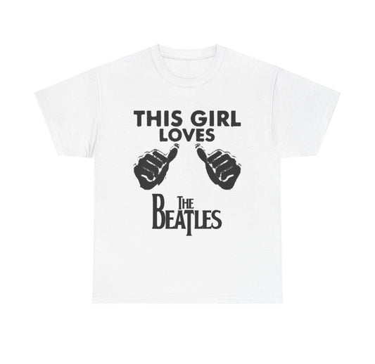 This girl loves the Beatles band T-shirt