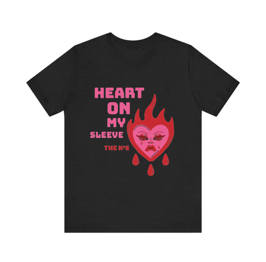 The Ks heart on my sleeve pink band t-shirt front and back