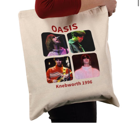 Oasis knebworth 1996 tote bag