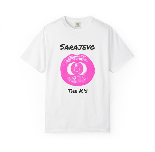 The Ks Sarajevo pink band t-shirt back and front