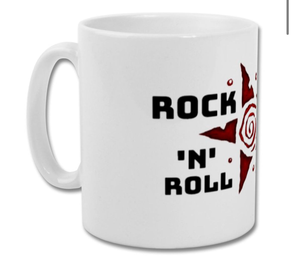 Oasis mug rock n roll star red and black