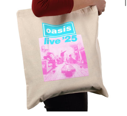 Oasis live 25 tote bag pink and blue