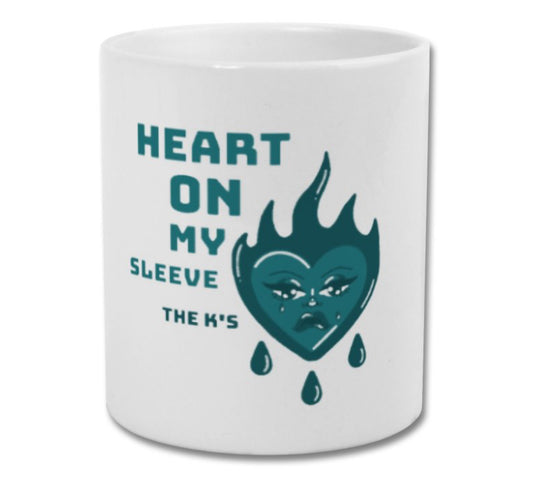 The Ks mug heart on my sleeve blue