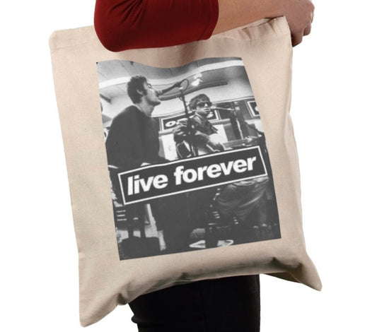 Oasis live forever tote bag