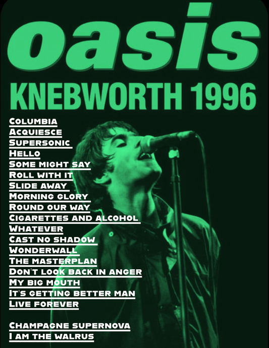 Oasis knebworth setlist poster